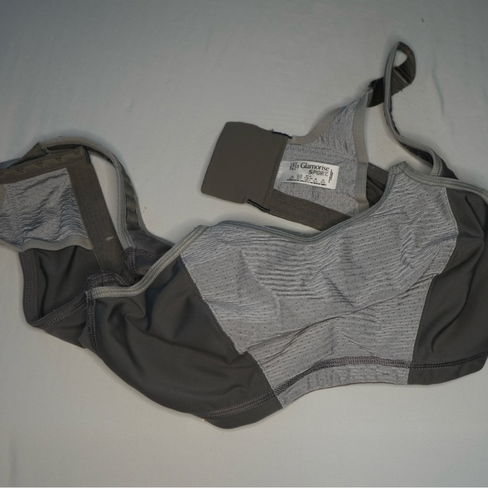 Glamorise Charcoal and Light Gray Sports Bra